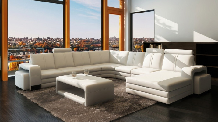 Large living area sofa upholstery corner suite + ottoman couch table complete set