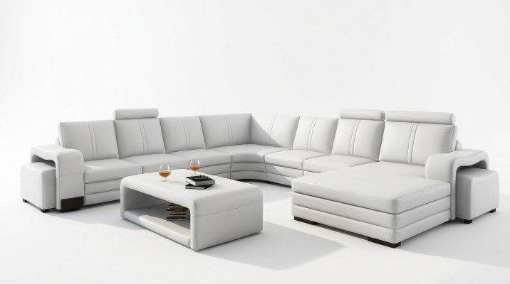Large living area sofa upholstery corner suite + ottoman couch table complete set