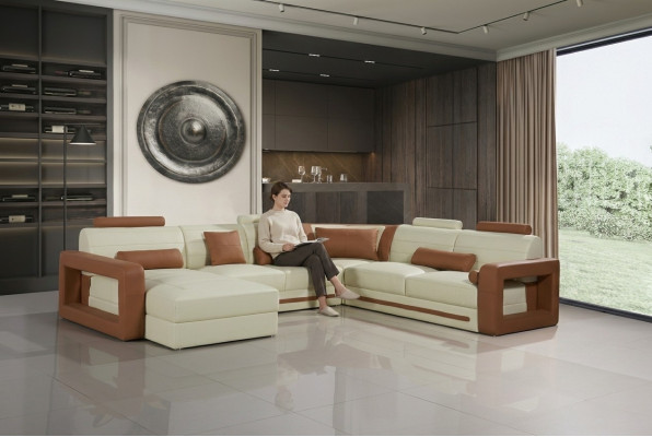 Designer couch U shape corner sofa upholstered couch leather sets living landscape new