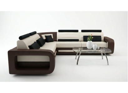 Corner sofa upholstered couch leather corner sofa living landscape L-shape upholstery set