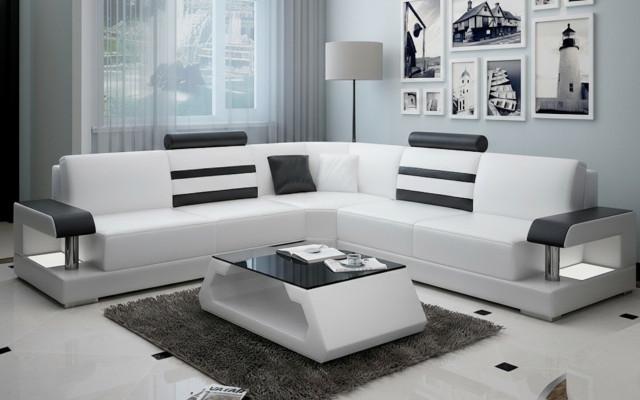 Corner sofa leather couch upholstery corner seating living landscape set L shape