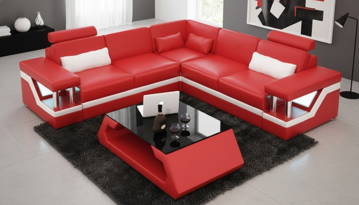 Corner sectional leather sofa living area set design modern sofa L-shape