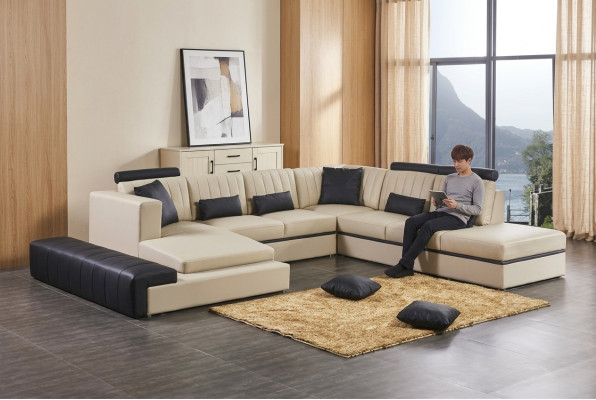 Leather Modern Couch Living Landscape Leather Sofa Sofa Set U-Shaped Sofa