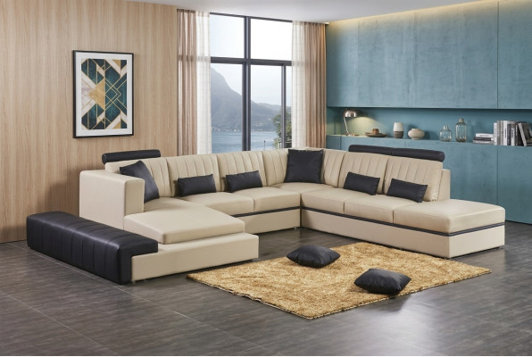 Leather Modern Couch Living Landscape Leather Sofa Sofa Set U-Shaped Sofa