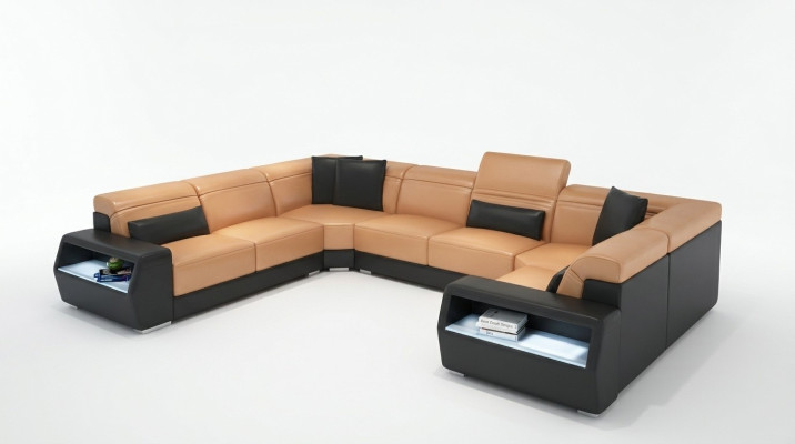 Corner sofa leather sofa couch upholstery corner seating living landscape suite U-shape
