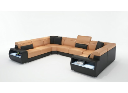 Corner sofa leather sofa couch upholstery corner seating living landscape suite U-shape