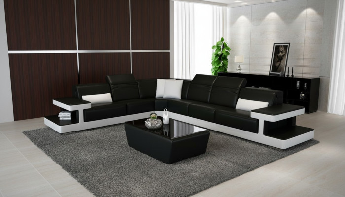 Leather sofa L-shape couch living landscape decor corner sofa set design modern
