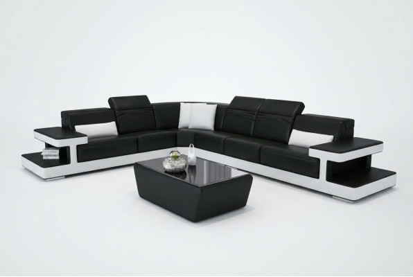Leather sofa L-shape couch living landscape decor corner sofa set design modern
