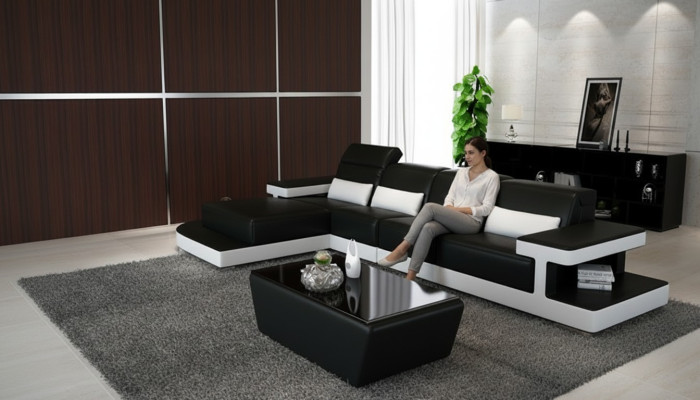 Leather Modern Couch Living Landscape Decor Leather Sofa Sofa Set Sofa L-Shape