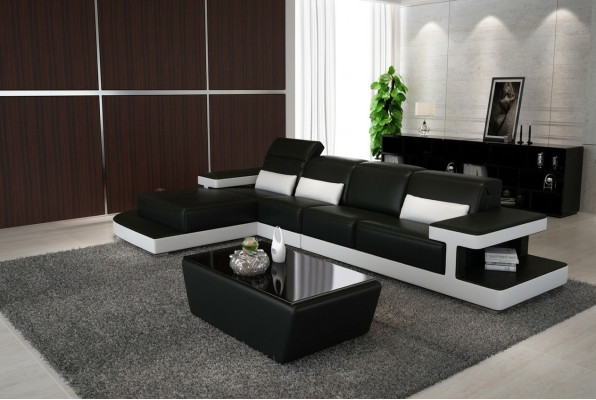 Leather Modern Couch Living Landscape Decor Leather Sofa Sofa Set Sofa L-Shape