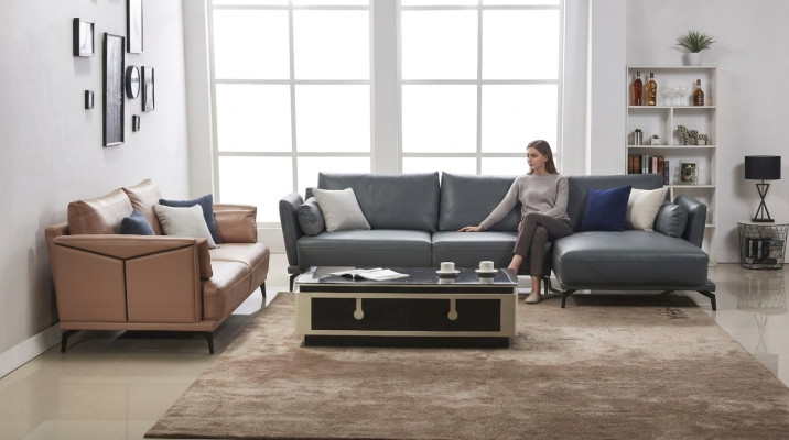 Designer sofa couch set, corner sofa with ottoman, upholstered living landscape