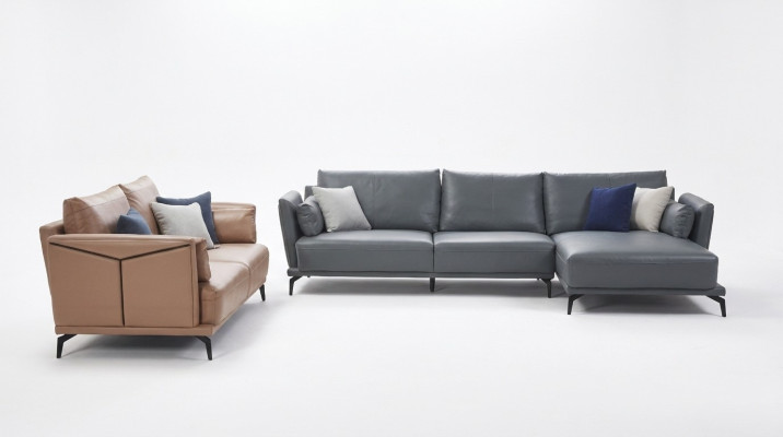 Designer sofa couch set, corner sofa with ottoman, upholstered living landscape