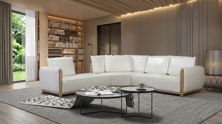 Designer sofa set, corner sofa with stool, upholstered living landscape