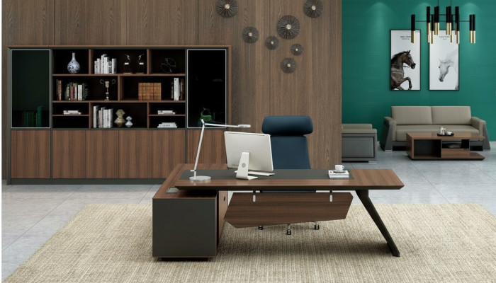 Desk office furniture 2-piece set tables shelf executive desk + filing cabinet