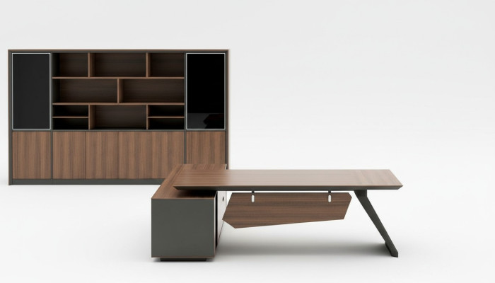 Desk office furniture 2-piece set tables shelf executive desk + filing cabinet