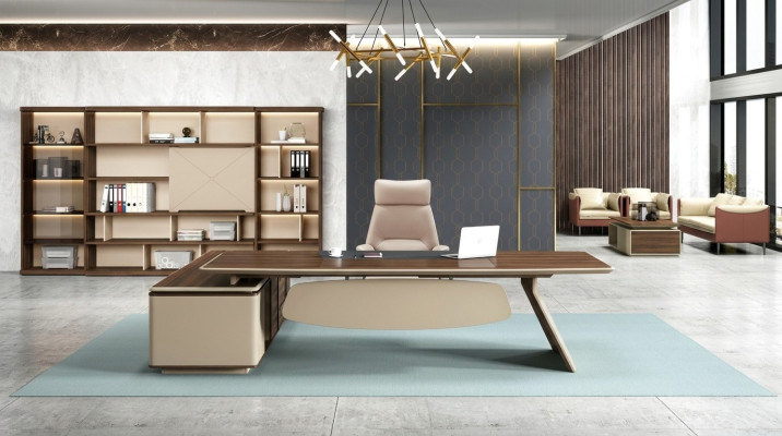Office furniture 2-piece set: executive desk, filing cabinet, office desk, tables, shelf