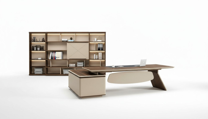 Office furniture 2-piece set: executive desk, filing cabinet, office desk, tables, shelf