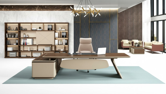 Elegant desk and large office cabinet in contemporary design