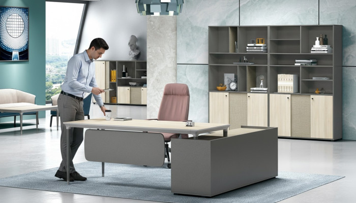Luxurious 2-piece office furniture set corner desk + filing cabinet for document storage