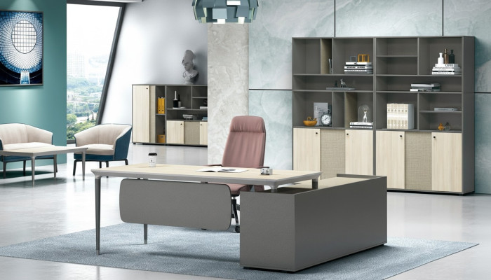 Luxurious 2-piece office furniture set corner desk + filing cabinet for document storage