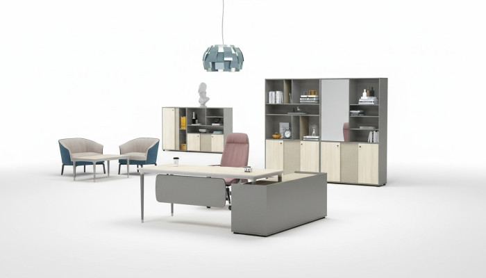 Luxurious 2-piece office furniture set corner desk + filing cabinet for document storage