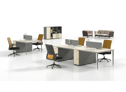 Office furniture setup equipment desk call center 4 workstations