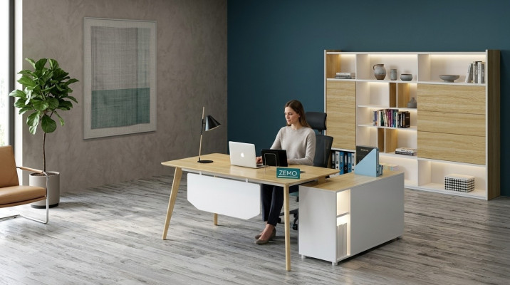 Office furniture 2-piece. Executive desk + filing cabinet shelf set desk