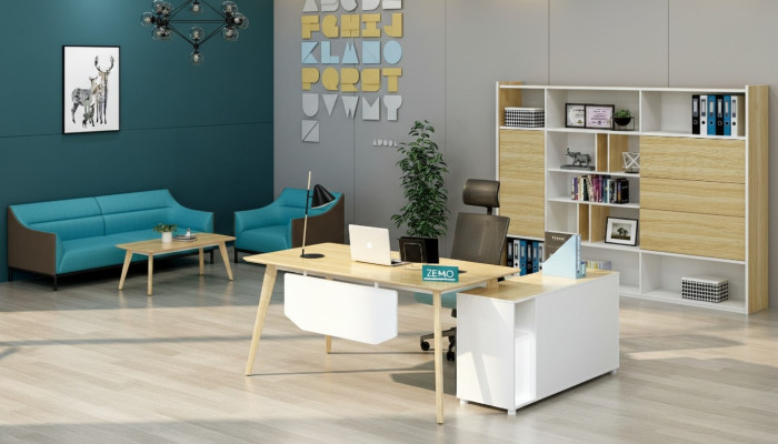 Office furniture 2-piece. Executive desk + filing cabinet shelf set desk