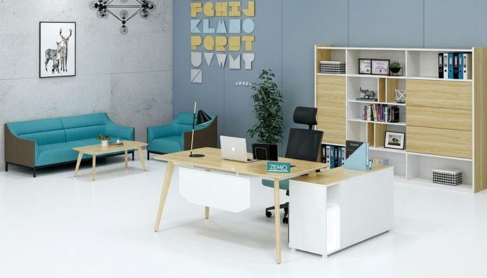 Office furniture 2-piece. Executive desk + filing cabinet shelf set desk