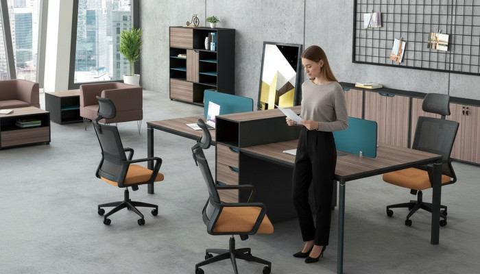 Desk workstation table 4 workstations counter wood tables office