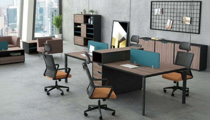 Desk workstation table 4 workstations counter wood tables office