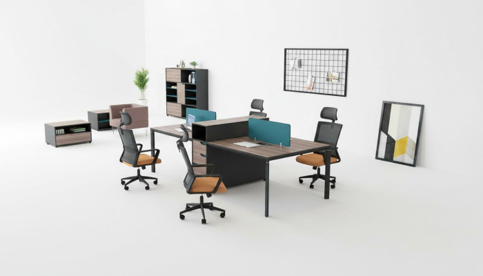 Desk workstation table 4 workstations counter wood tables office