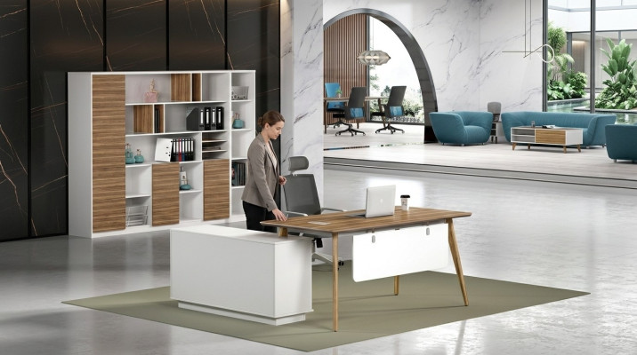 Desk Office Set Wall Shelf Cabinet 2-piece Office Room