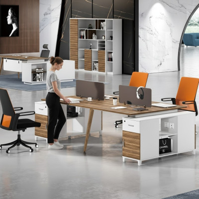 Office desk furniture setup equipment call center 4 workstations