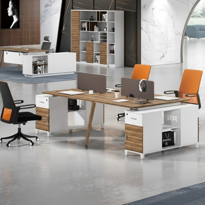 Office desk furniture setup equipment call center 4 workstations