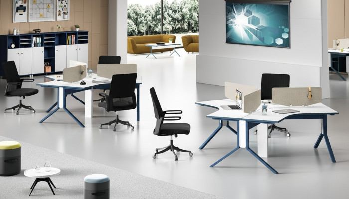 Table Office Furniture Setup Desks Call Center Wood 3 Workstations
