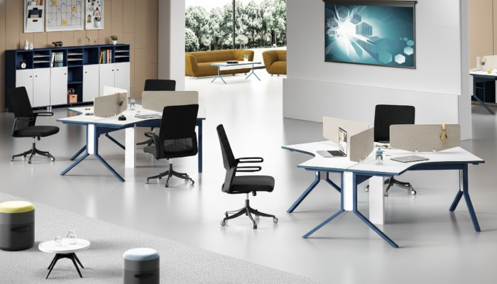 Table Office Furniture Setup Desks Call Center Wood 3 Workstations