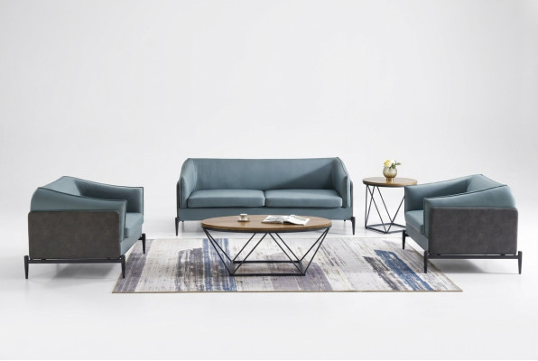 Luxurious 3+1+1 sofa set in modern designer style with fabric upholstery