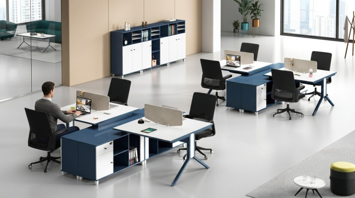 Call center 2 workstations desk office furniture interior equipment