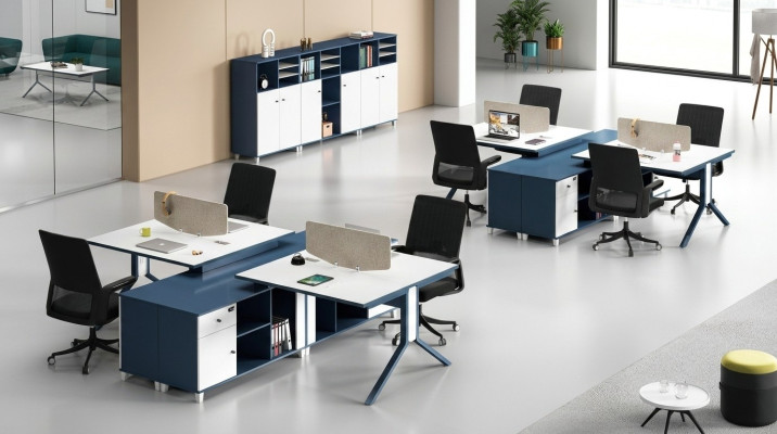 Call center 2 workstations desk office furniture interior equipment