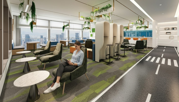 Phone booth, padded partition, padded furniture, equipment, office, office.