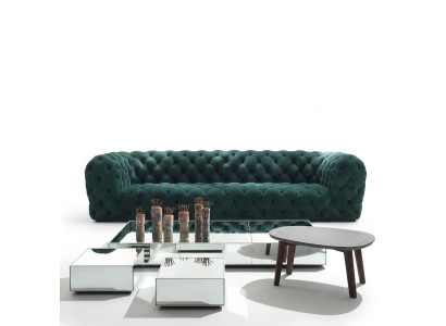 Luxury Chesterfield Velvet Velour Three-seater Fabric Couches Upholstery Sofa