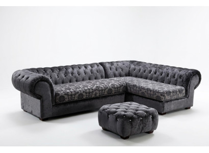 Classic Chesterfield Fabric L-Shape Couch Living Landscape Corner Sofa Set
