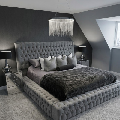 Chesterfield bed luxury bedroom hotel upholstered beds with buttons