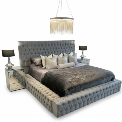 Chesterfield bed luxury bedroom hotel upholstered beds with buttons