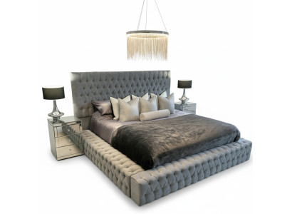 Chesterfield bed luxury bedroom hotel upholstered beds with buttons