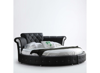 Luxury Chesterfield Bed Design Round Upholstered Classic Round Bed Leather Velvet