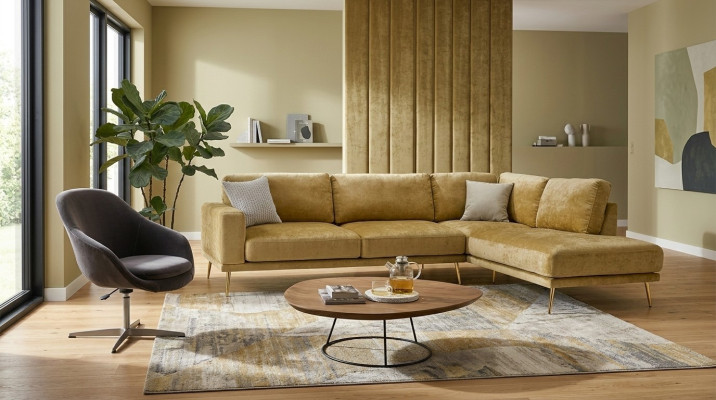 Designer fabric corner sofa L-shape sofa couch design upholstery textile decor modern