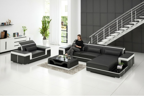 Corner sofa set couch upholstery corner suite armchair living landscape L shape
