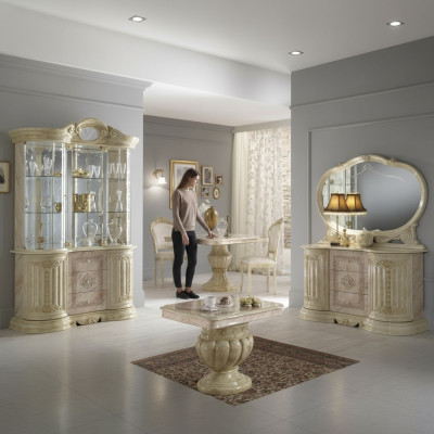Luxury living-dining room set 2-piece suite table sideboard classic display cabinet table